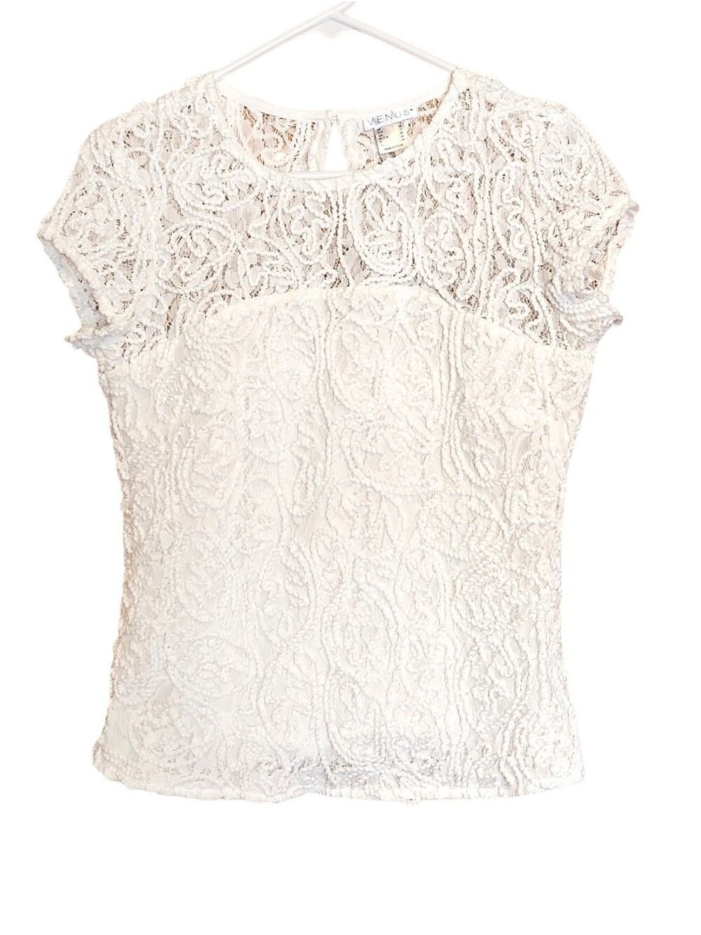 Venus Cap Sleeve White Lace Top Size 6